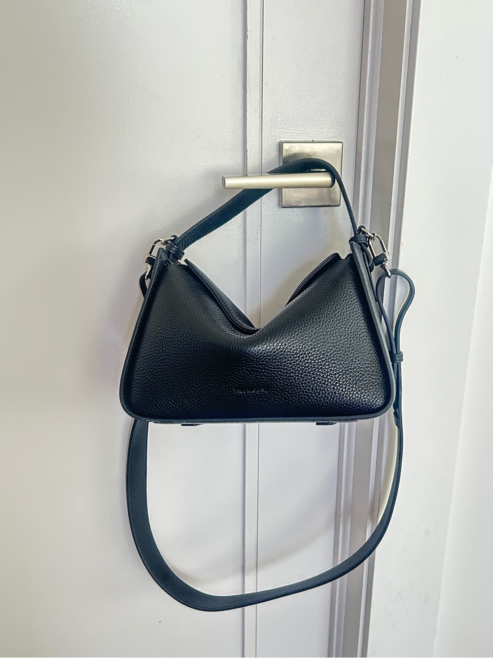 The Horse Clementine Black Pebbled Leather Shoulder/Top Handle Bag silver